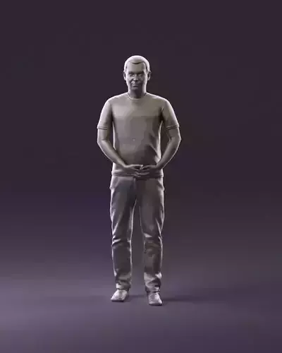 000987 Man in turquoise tshirt blue pants 3D Print Ready 3D print model