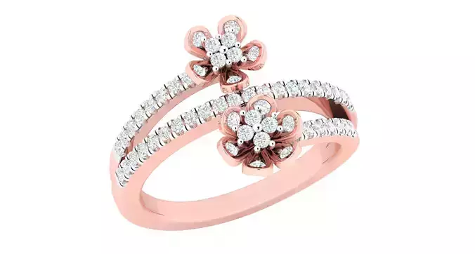 Solitaire Wedding Engagement Ring Cluster Flower Ring
