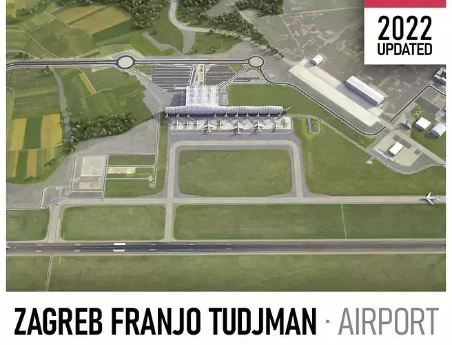 Zagreb Franjo Tudjman Airport Low-poly 3D model