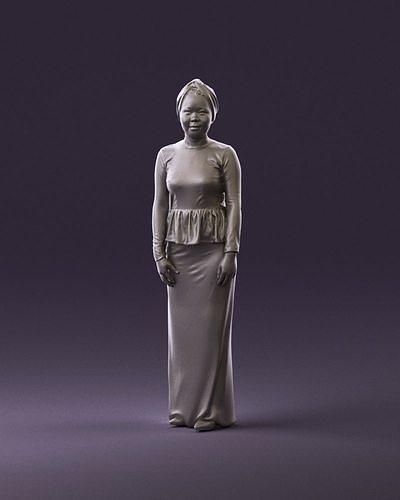 000988 Asian woman in red and black dress 3D Print Ready 3D print model