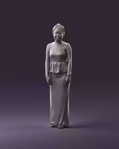 000988 Asian woman in red and black dress 3D Print Ready