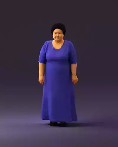 000989 Asian woman in age in purple dress