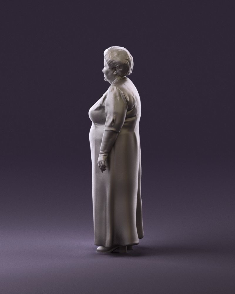 000989 Asian woman in age in purple dress 3D Print Ready 3D print model_8
