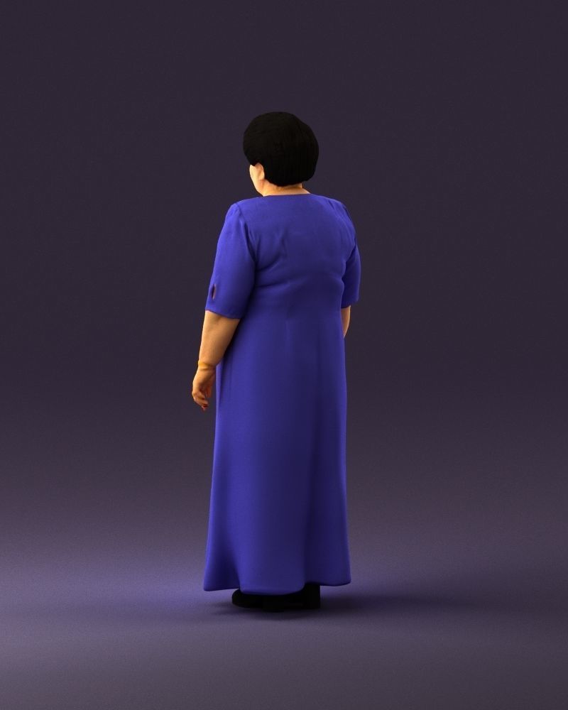 000989 Asian woman in age in purple dress 3D Print Ready 3D print model_19