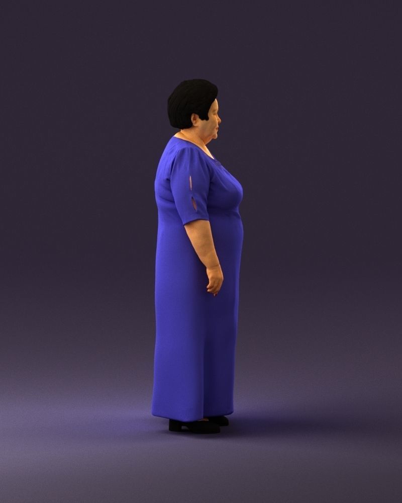 000989 Asian woman in age in purple dress 3D Print Ready 3D print model_16