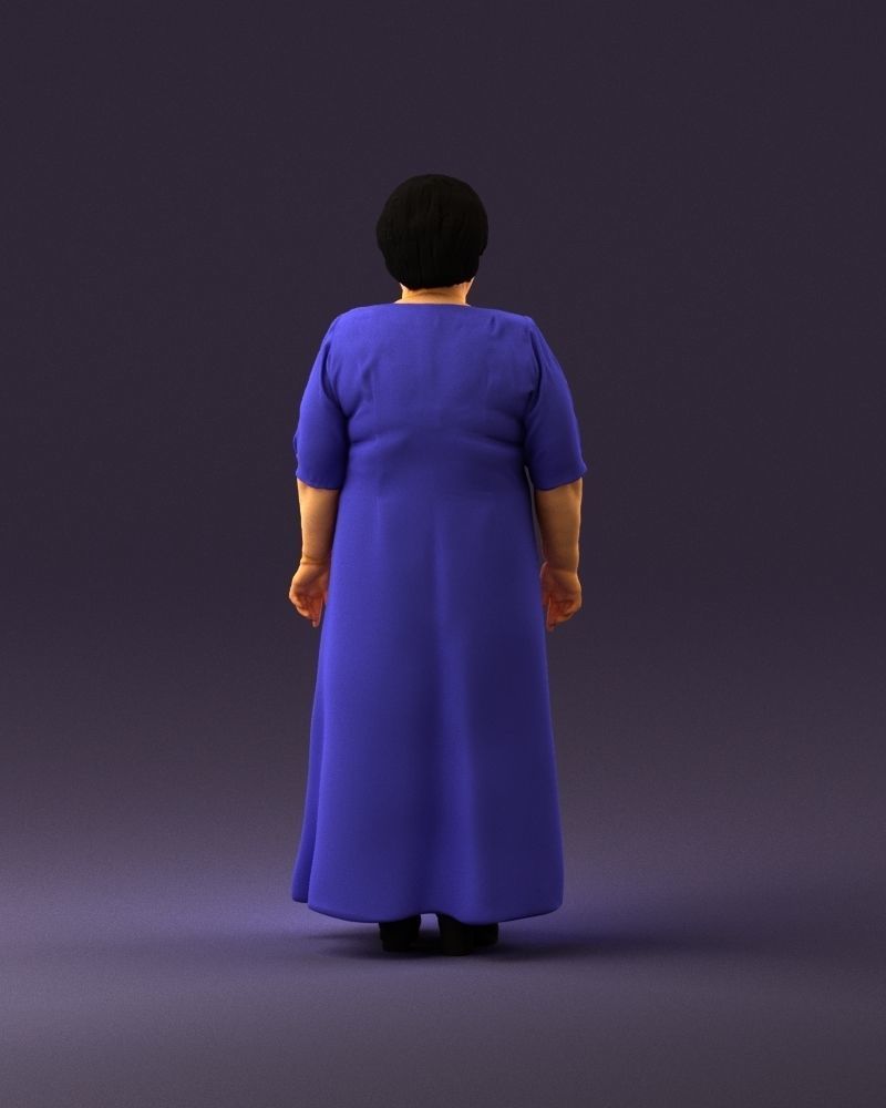 000989 Asian woman in age in purple dress 3D Print Ready 3D print model_18