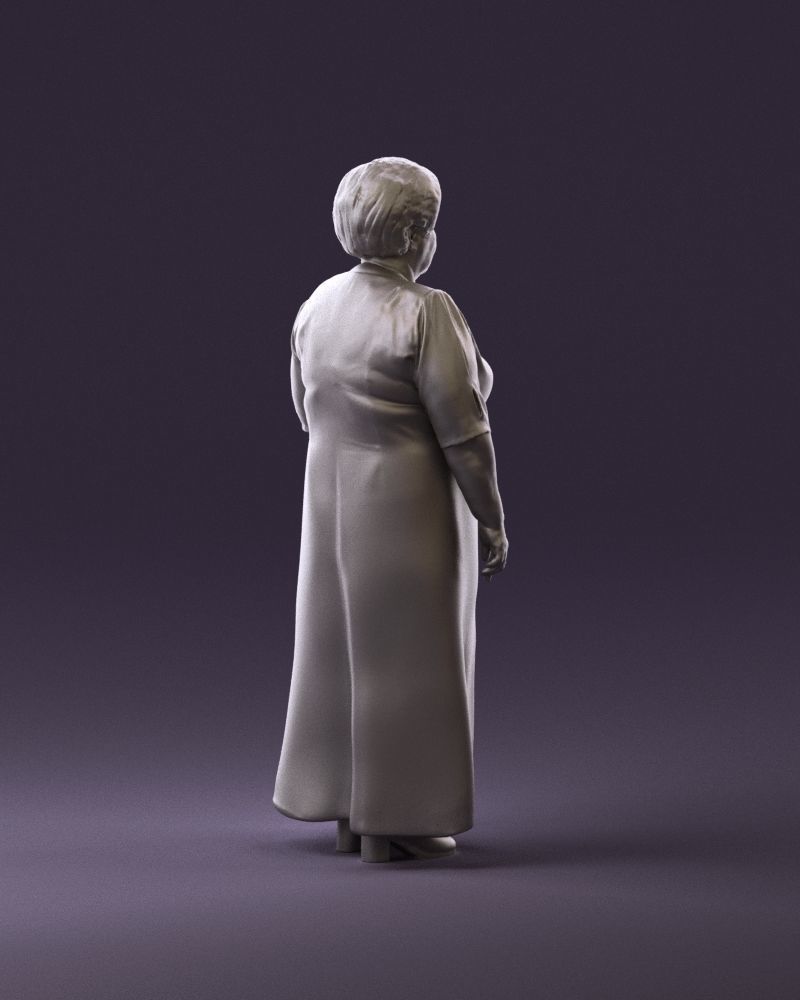 000989 Asian woman in age in purple dress 3D Print Ready 3D print model_5