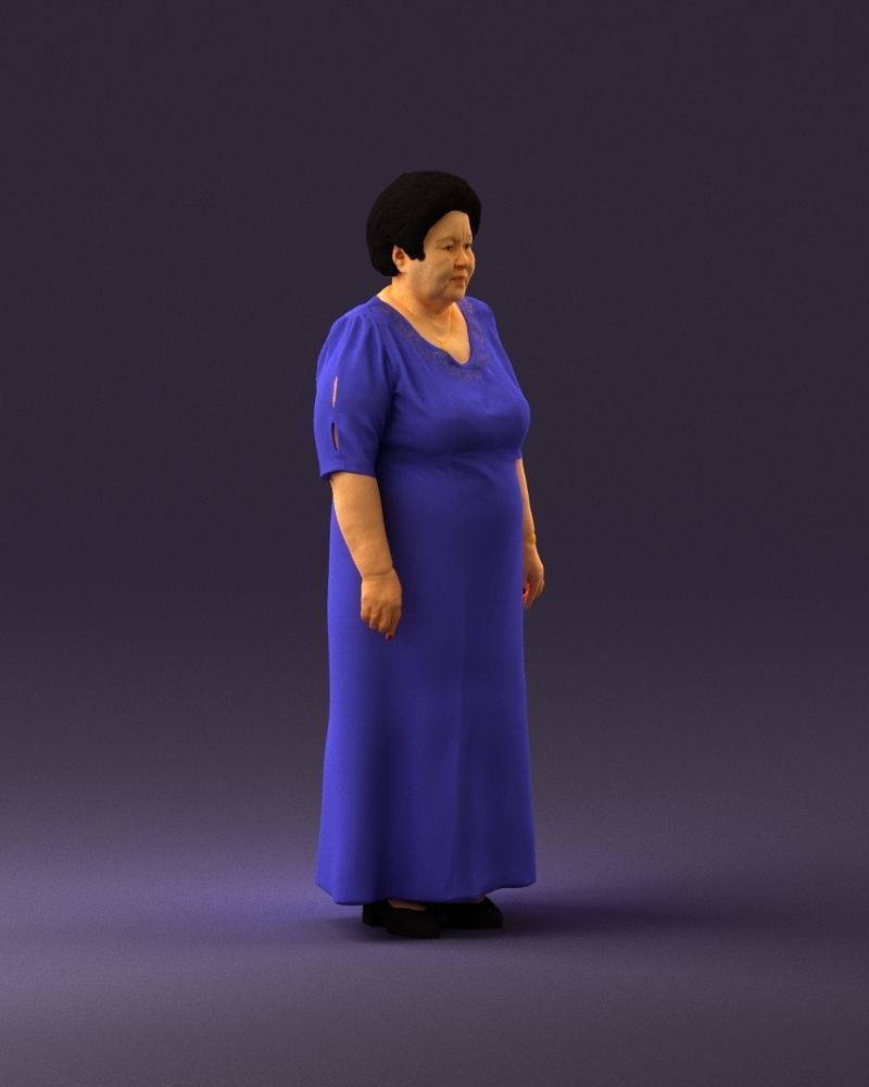 000989 Asian woman in age in purple dress 3D Print Ready 3D print model_15