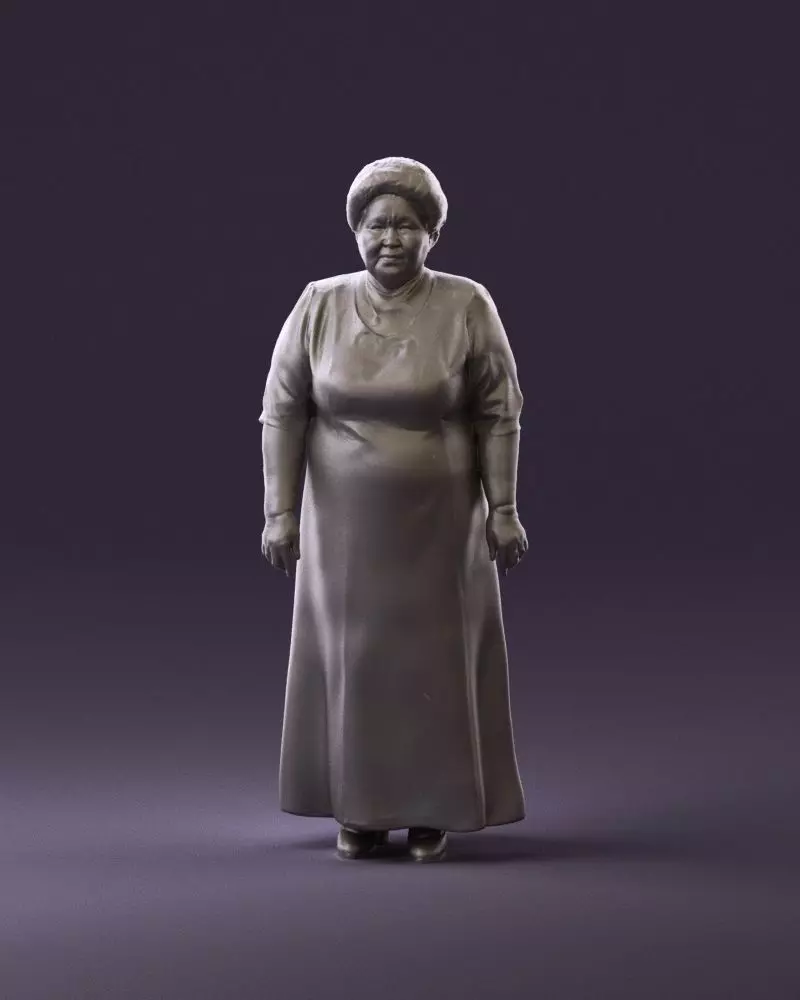 000989 Asian woman in age in purple dress 3D Print Ready 3D print model_0