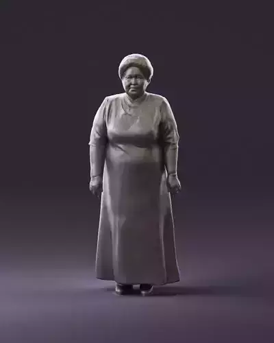 000989 Asian woman in age in purple dress 3D Print Ready