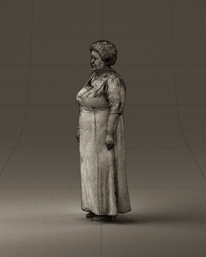 000989 Asian woman in age in purple dress 3D Print Ready 3D print model_33