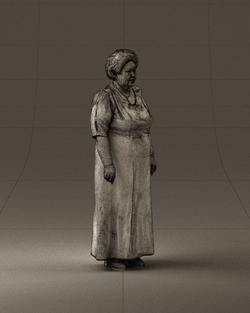 000989 Asian woman in age in purple dress 3D Print Ready 3D print model_27