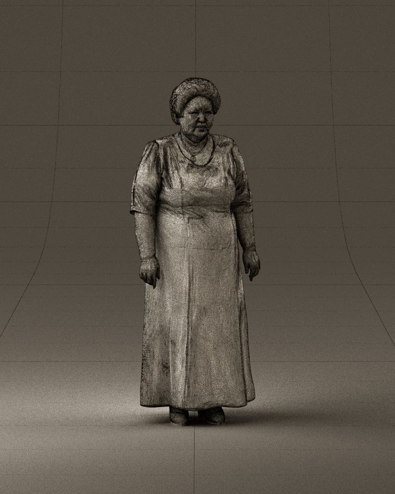 000989 Asian woman in age in purple dress 3D Print Ready 3D print model_26