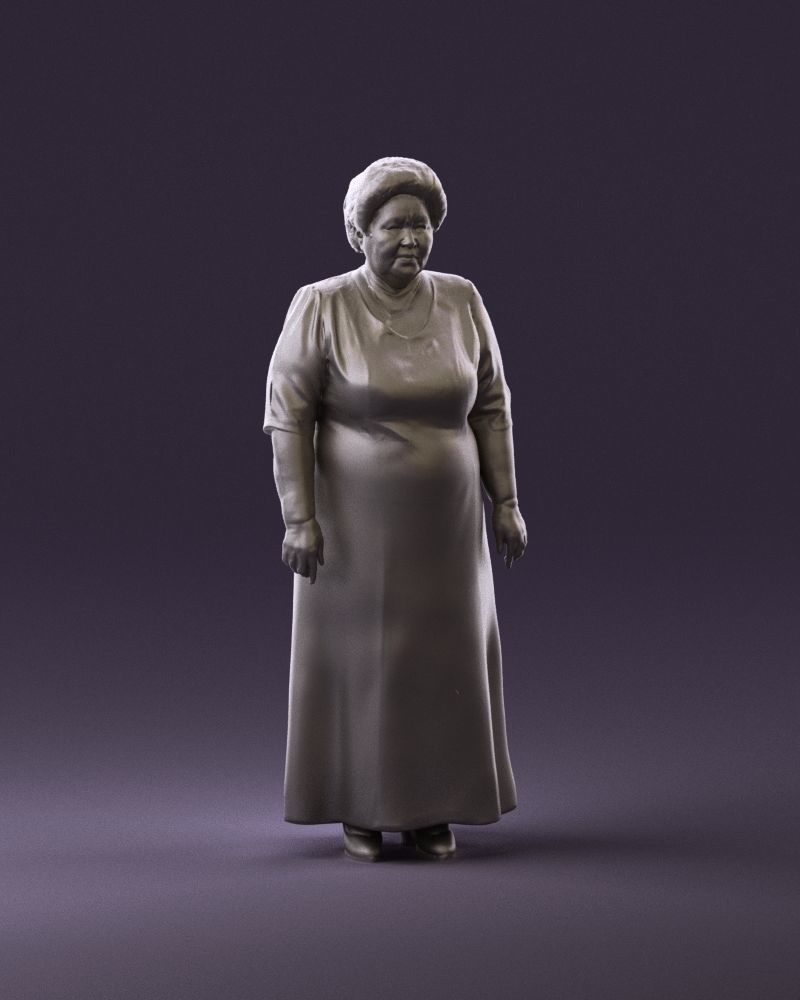 000989 Asian woman in age in purple dress 3D Print Ready 3D print model_2