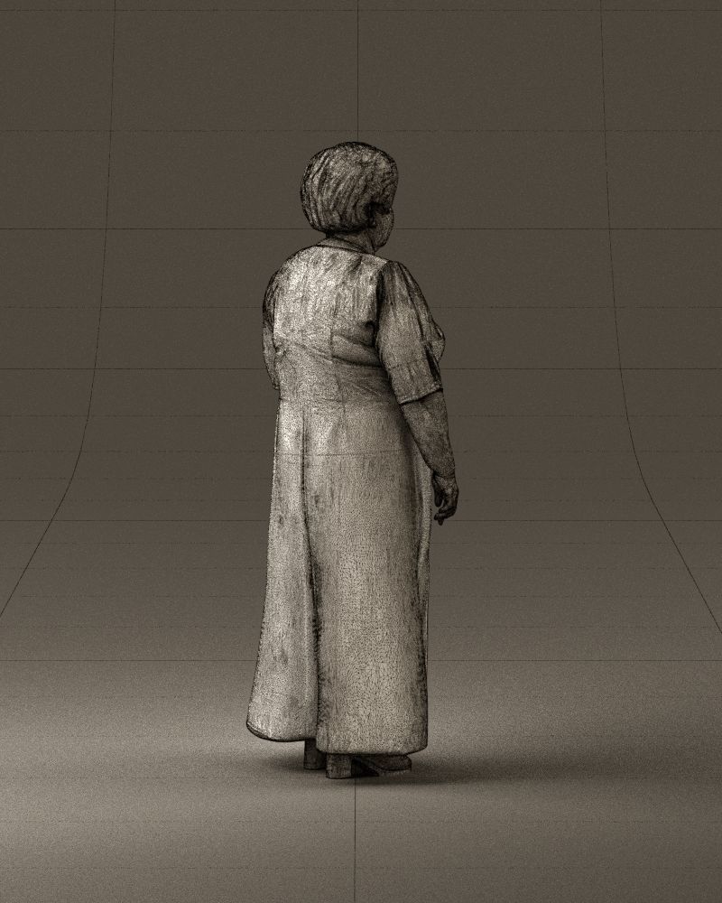 000989 Asian woman in age in purple dress 3D Print Ready 3D print model_29