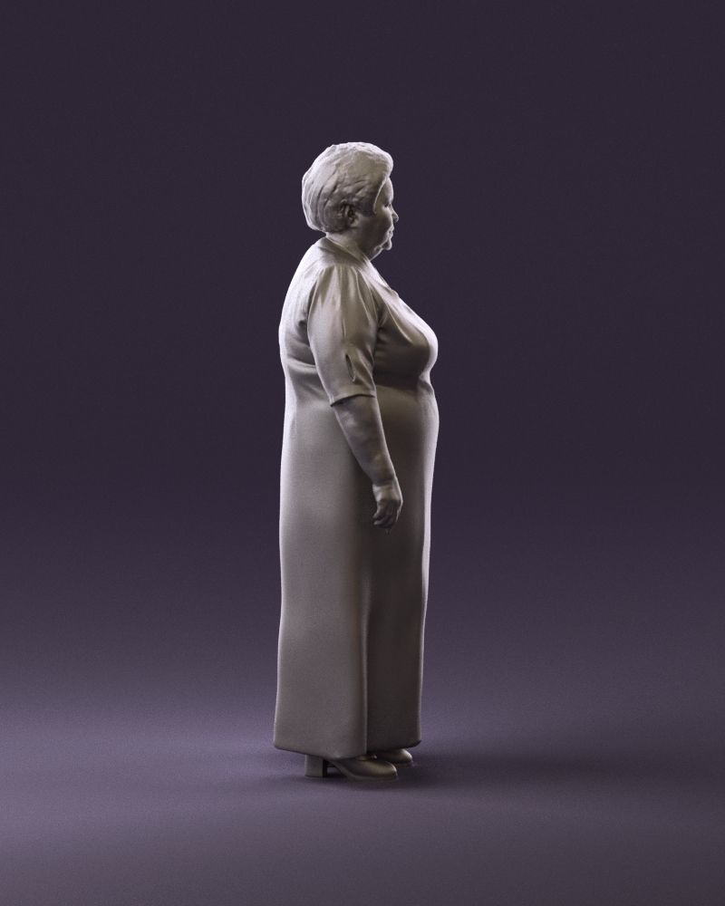 000989 Asian woman in age in purple dress 3D Print Ready 3D print model_4