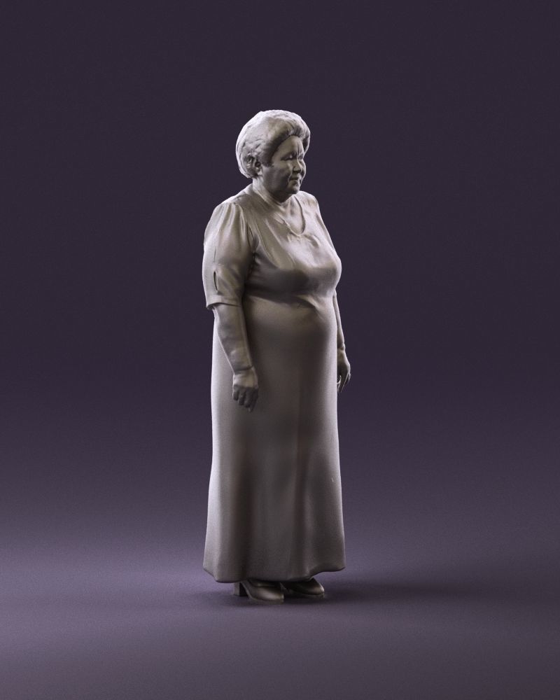 000989 Asian woman in age in purple dress 3D Print Ready 3D print model_3