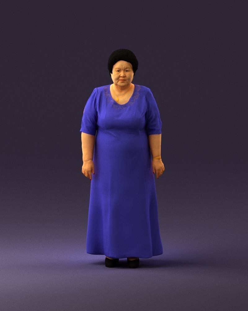 000989 Asian woman in age in purple dress 3D Print Ready 3D print model_13