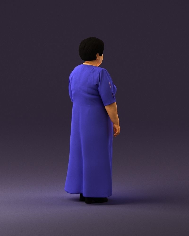 000989 Asian woman in age in purple dress 3D Print Ready 3D print model_17