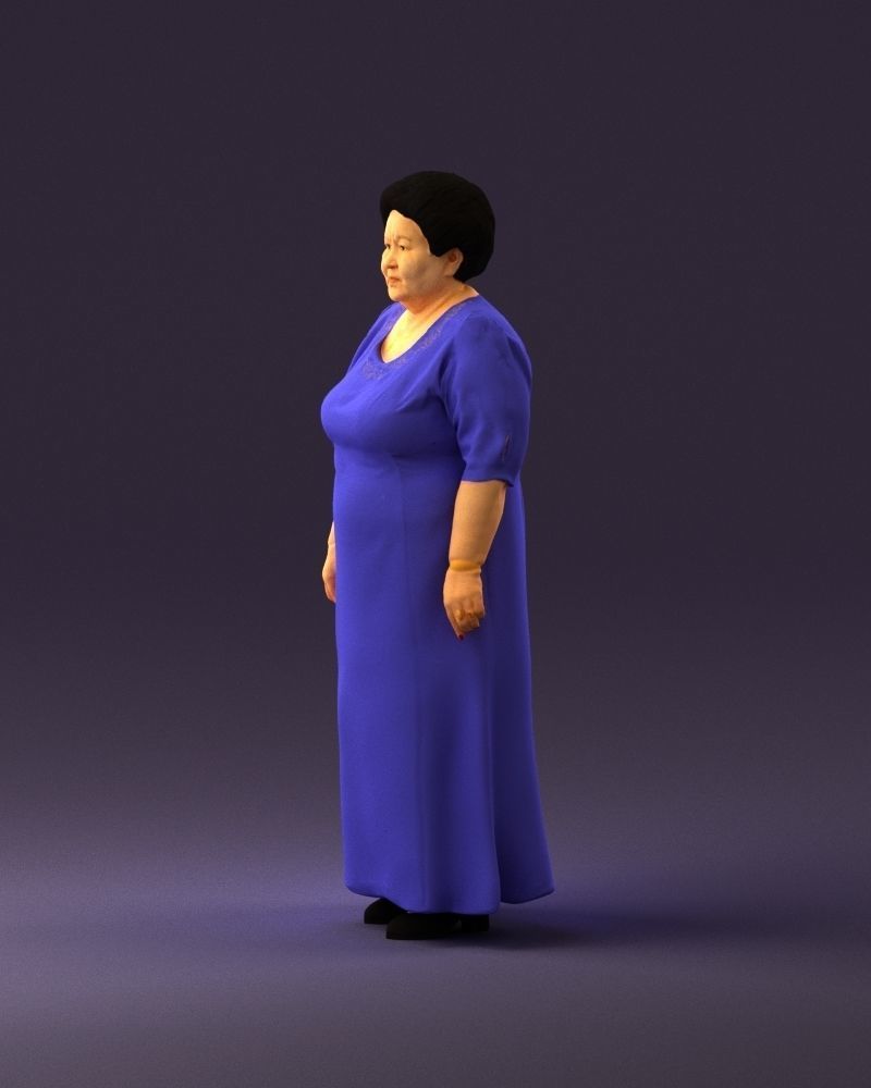 000989 Asian woman in age in purple dress 3D Print Ready 3D print model_21