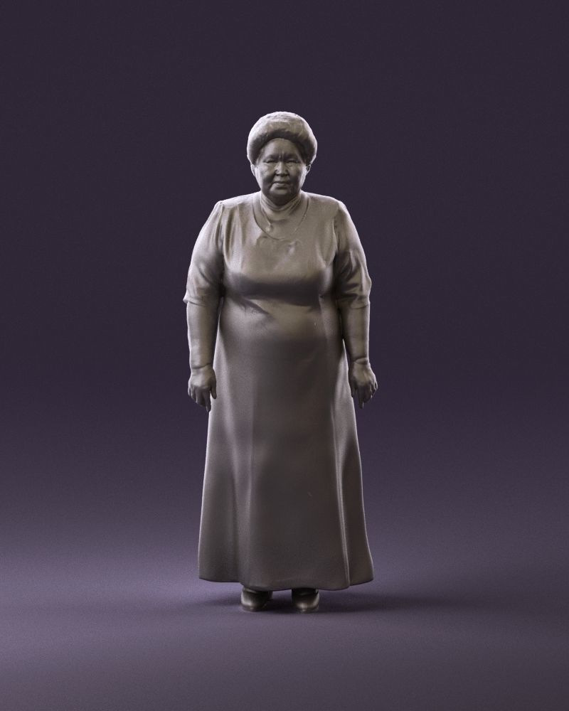 000989 Asian woman in age in purple dress 3D Print Ready 3D print model_1