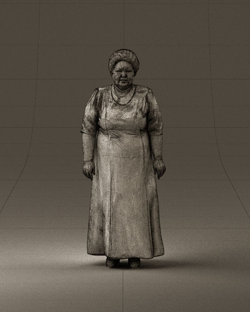 000989 Asian woman in age in purple dress 3D Print Ready 3D print model_25