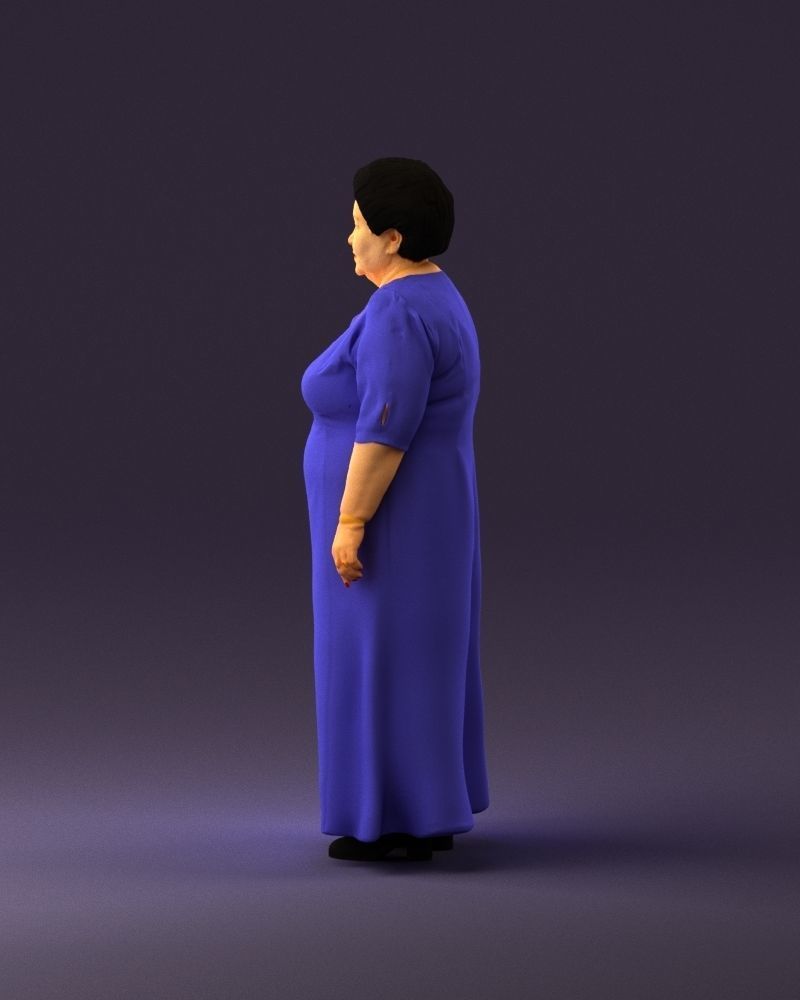 000989 Asian woman in age in purple dress 3D Print Ready 3D print model_20