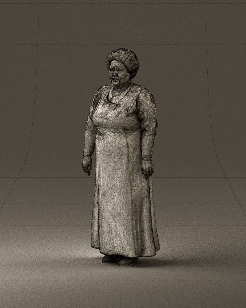 000989 Asian woman in age in purple dress 3D Print Ready 3D print model_34