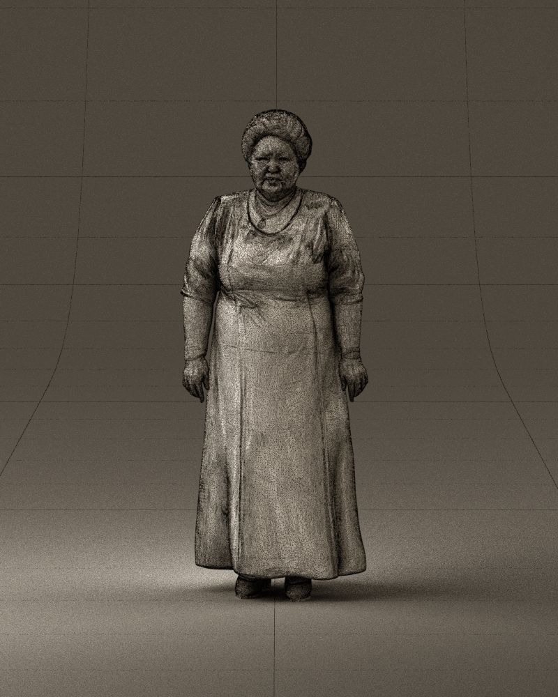 000989 Asian woman in age in purple dress 3D Print Ready 3D print model_24