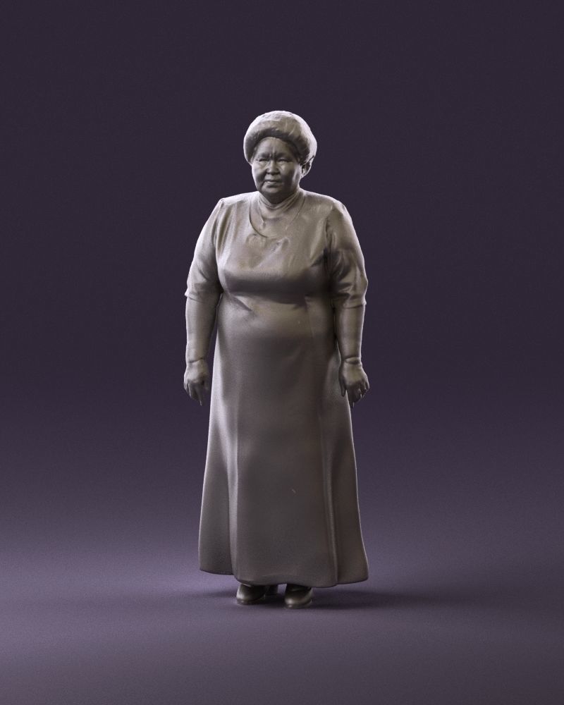 000989 Asian woman in age in purple dress 3D Print Ready 3D print model_11