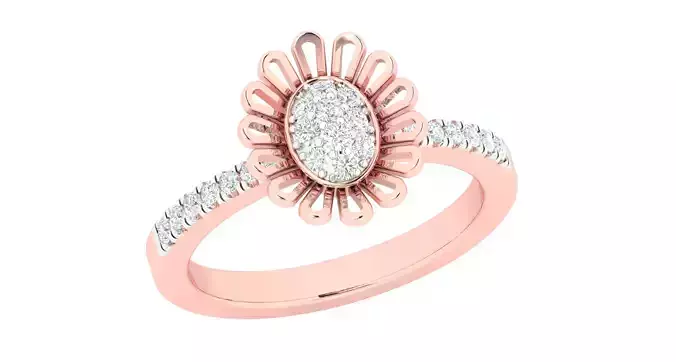 Solitaire Wedding Engagement Ring Cluster Flower Ring