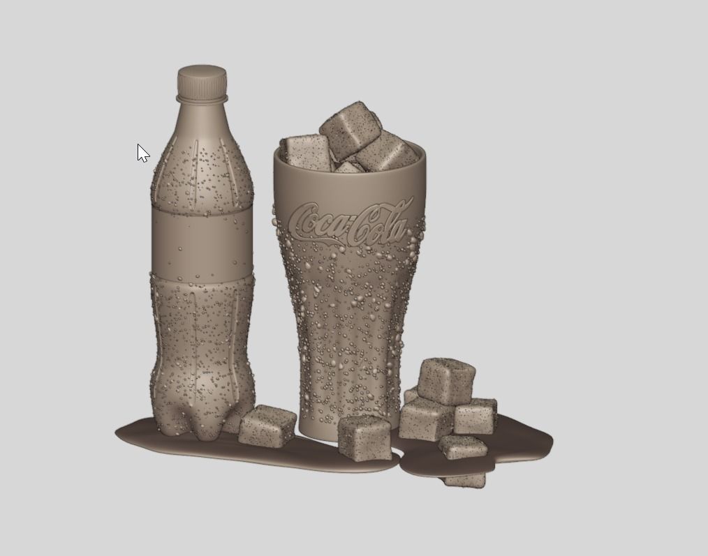 Coca Cola bottle and glass 3D model_3