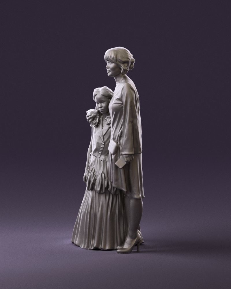 000990 Asian woman in blue girl in white dres3D Print Ready 3D print model_9