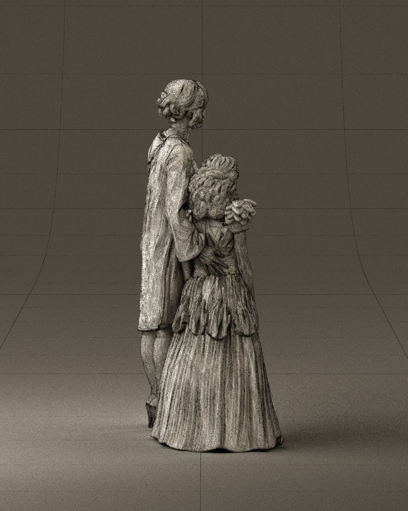 000990 Asian woman in blue girl in white dres3D Print Ready 3D print model_29