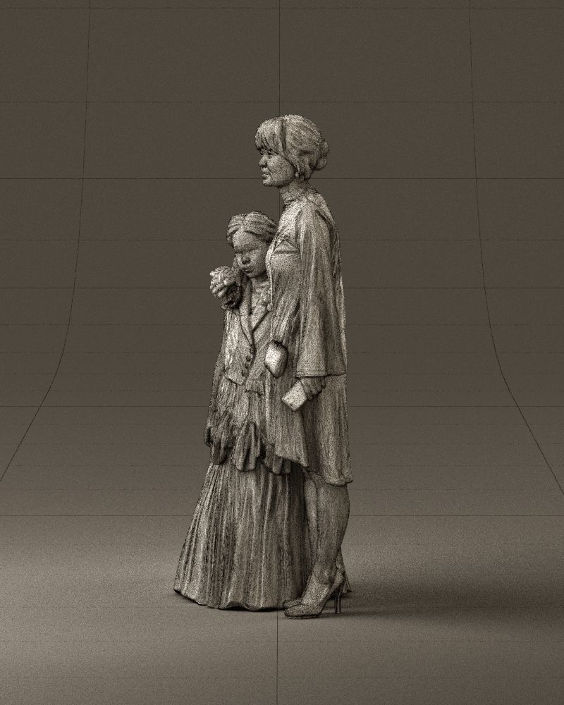 000990 Asian woman in blue girl in white dres3D Print Ready 3D print model_33