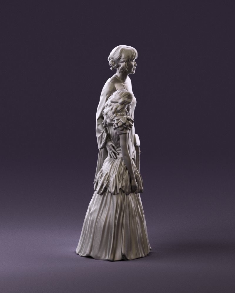 000990 Asian woman in blue girl in white dres3D Print Ready 3D print model_4