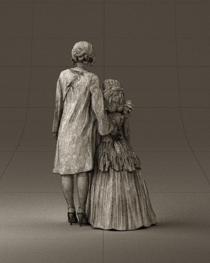 000990 Asian woman in blue girl in white dres3D Print Ready 3D print model_30