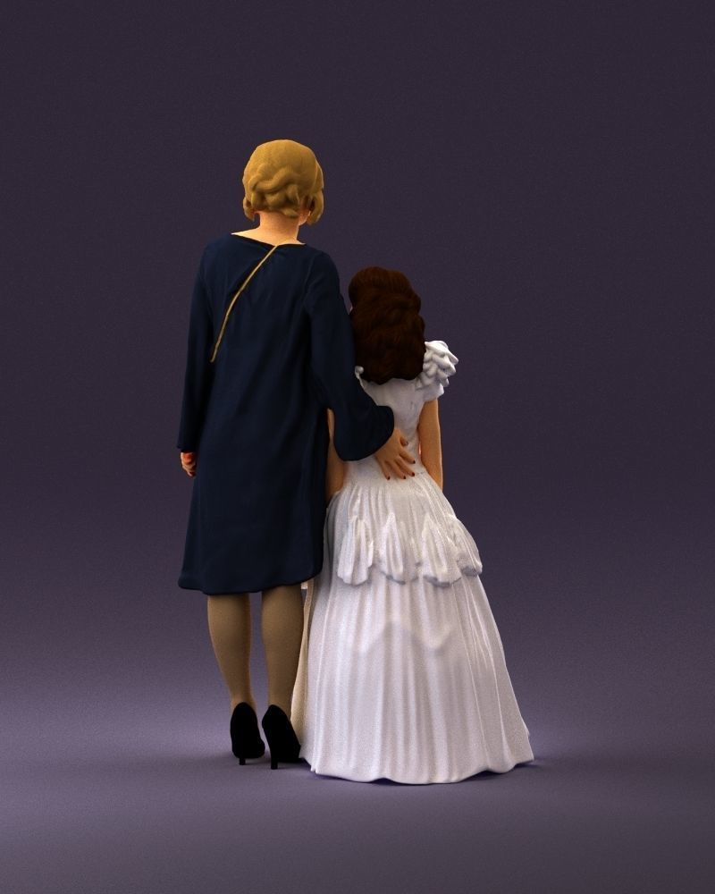 000990 Asian woman in blue girl in white dres3D Print Ready 3D print model_18