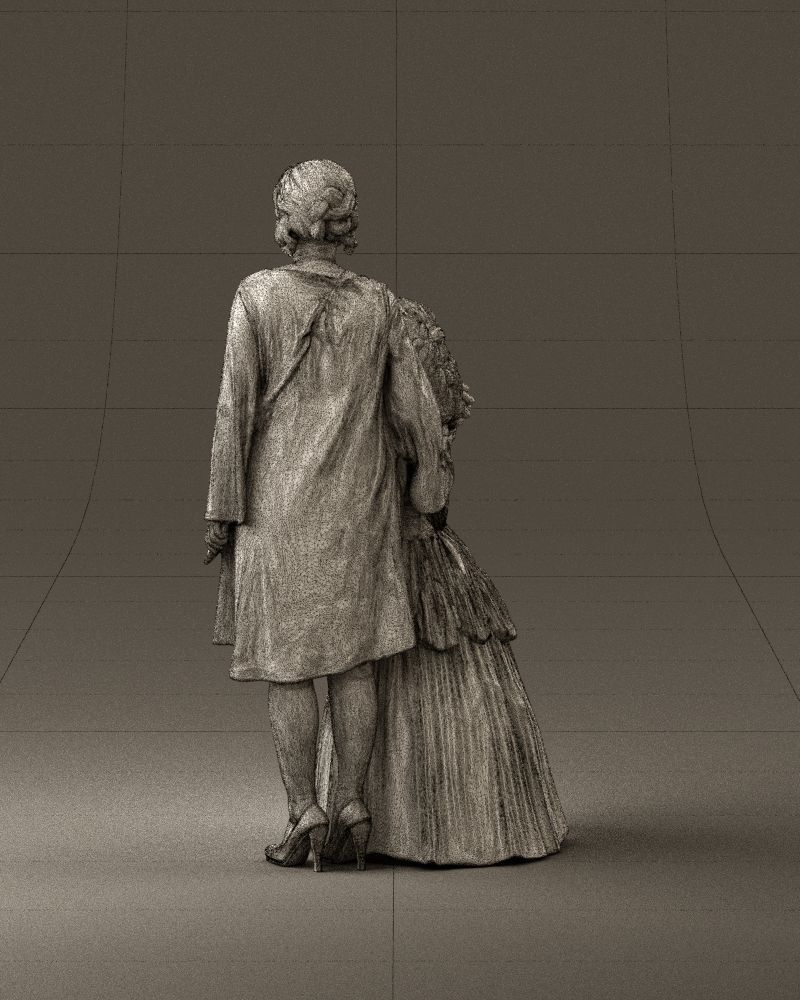 000990 Asian woman in blue girl in white dres3D Print Ready 3D print model_31