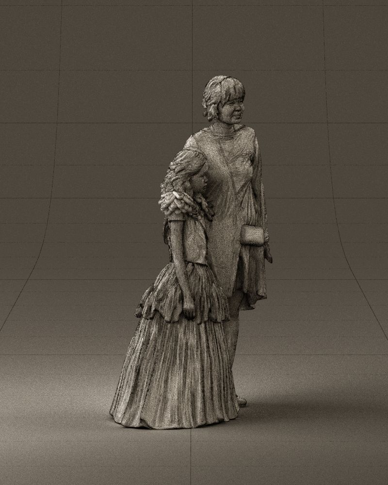 000990 Asian woman in blue girl in white dres3D Print Ready 3D print model_27