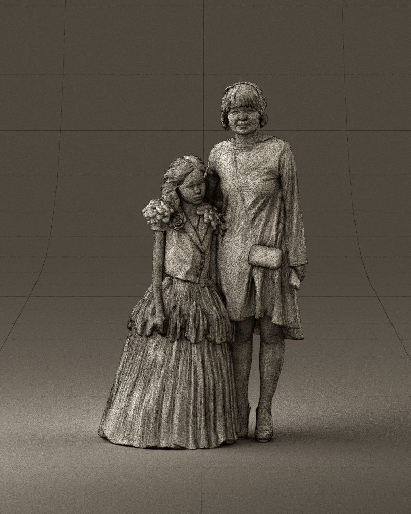 000990 Asian woman in blue girl in white dres3D Print Ready 3D print model_25