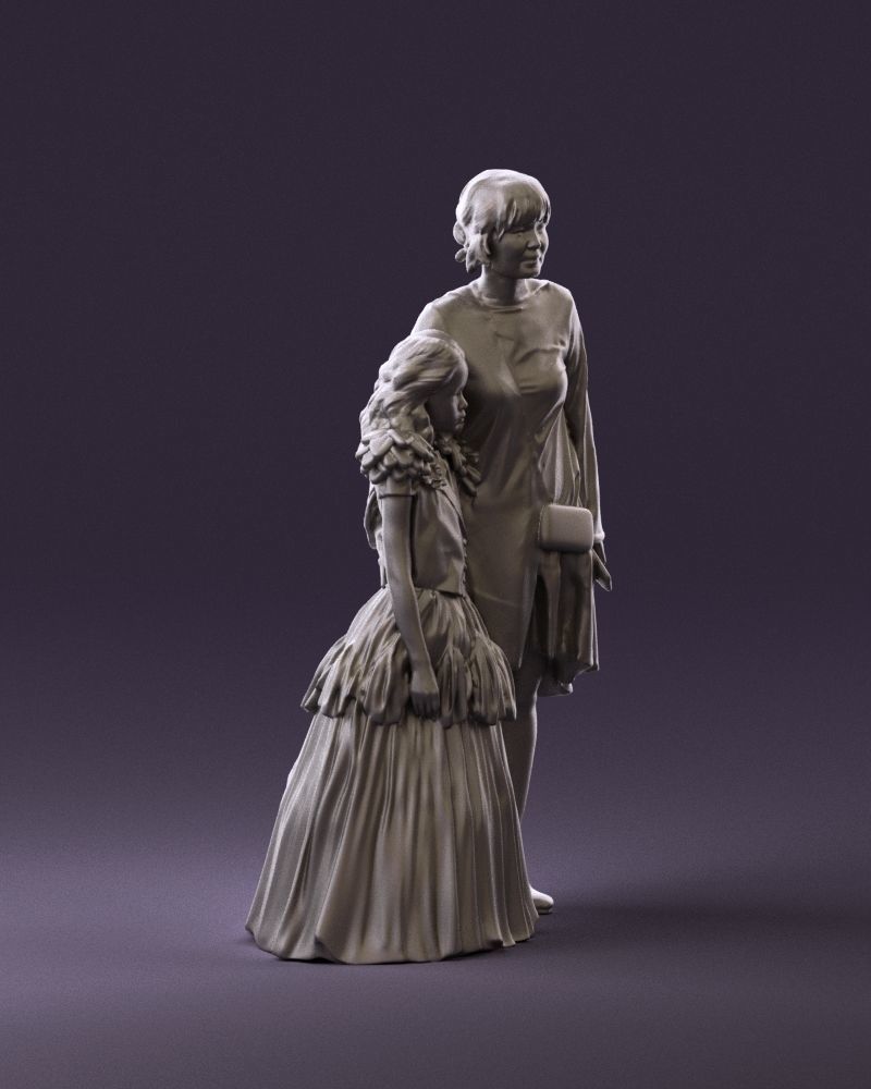 000990 Asian woman in blue girl in white dres3D Print Ready 3D print model_3