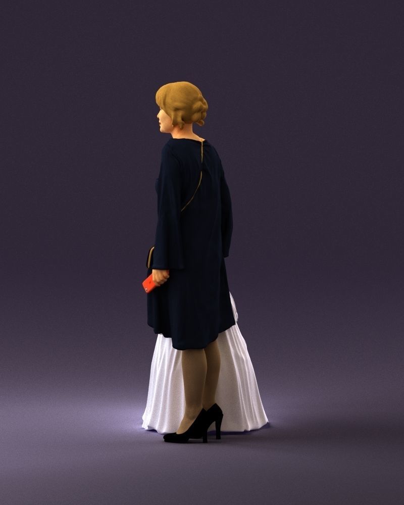 000990 Asian woman in blue girl in white dres3D Print Ready 3D print model_20