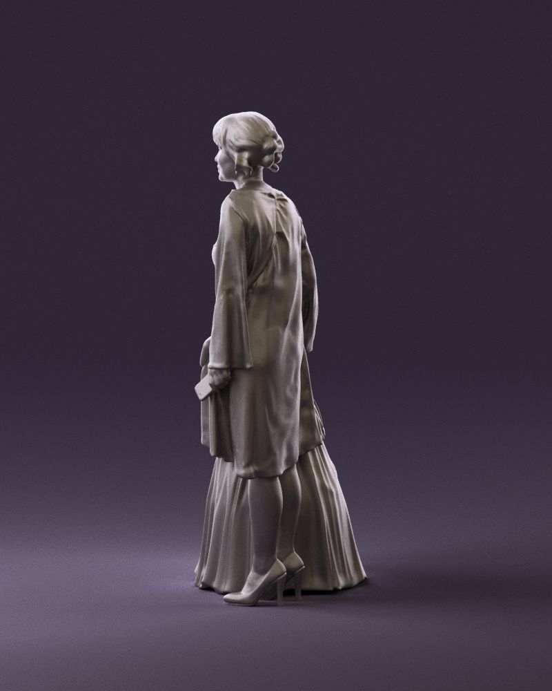 000990 Asian woman in blue girl in white dres3D Print Ready 3D print model_8