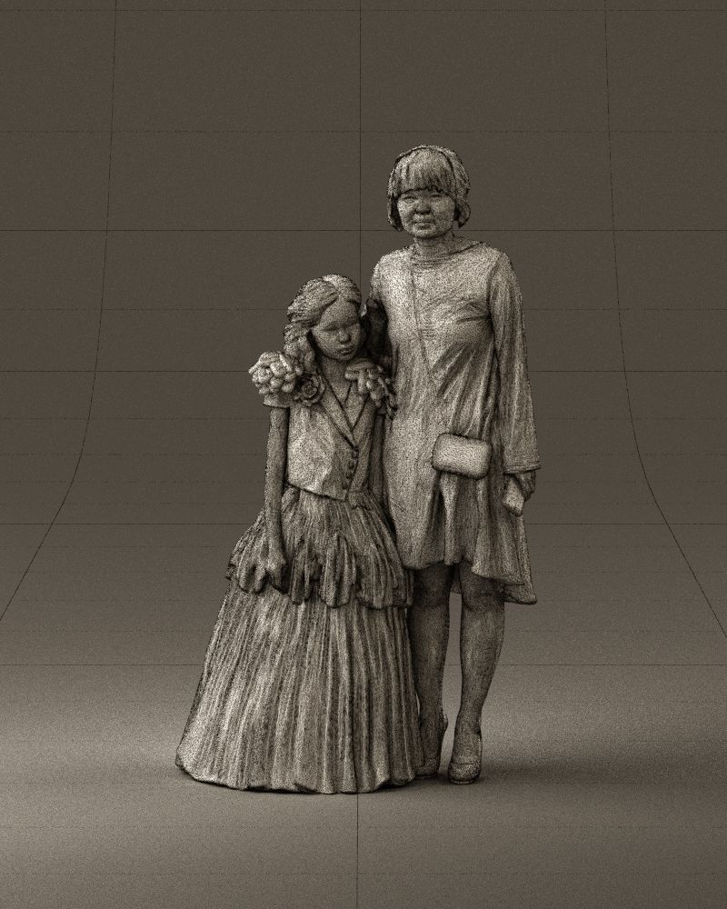 000990 Asian woman in blue girl in white dres3D Print Ready 3D print model_24