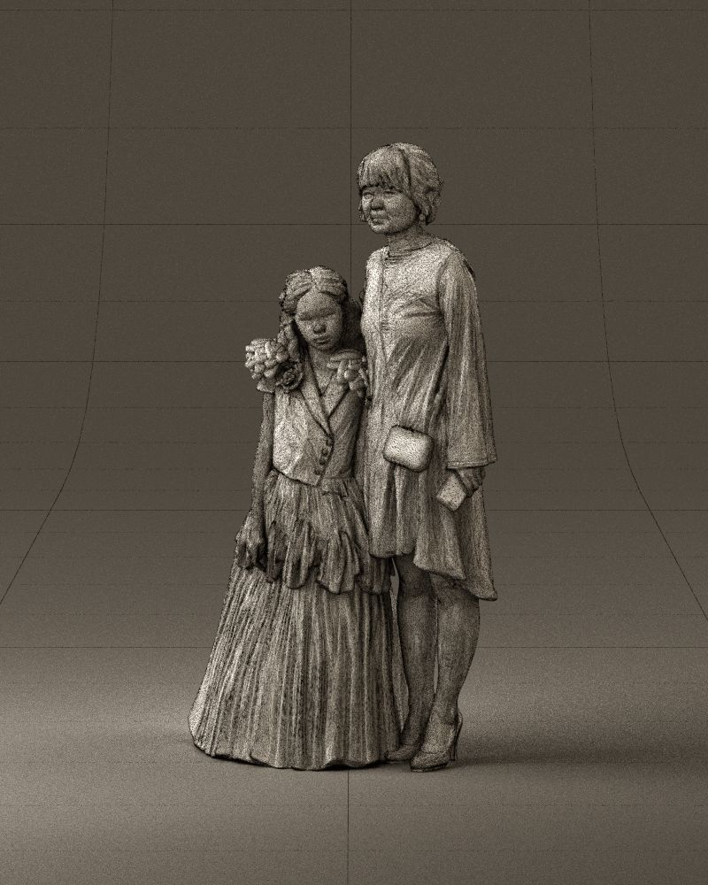 000990 Asian woman in blue girl in white dres3D Print Ready 3D print model_34