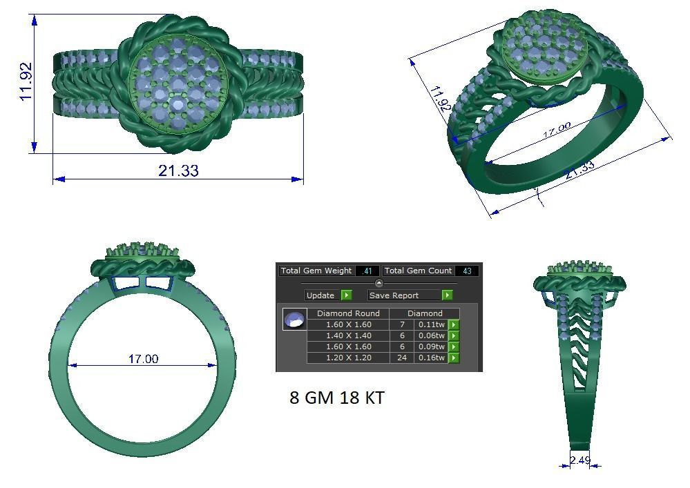 Solitaire Wedding Engagement Ring 3D print model_1