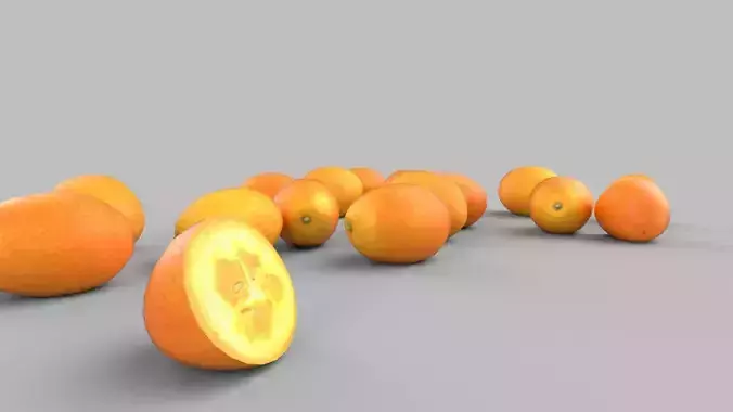 Kumquats oranges Low-poly 3D model