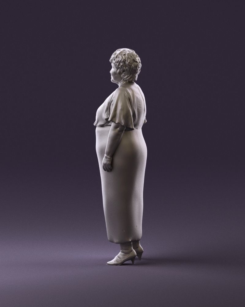 000991 Woman in age in long dark blue dress 3D Print Ready 3D print model_8