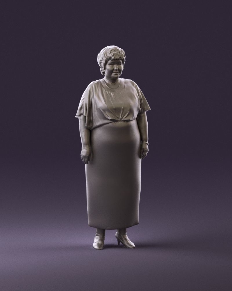 000991 Woman in age in long dark blue dress 3D Print Ready 3D print model_2
